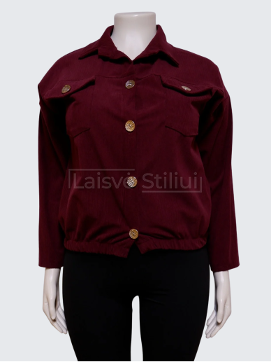 Bordo spalvos velvetinis švarkelis