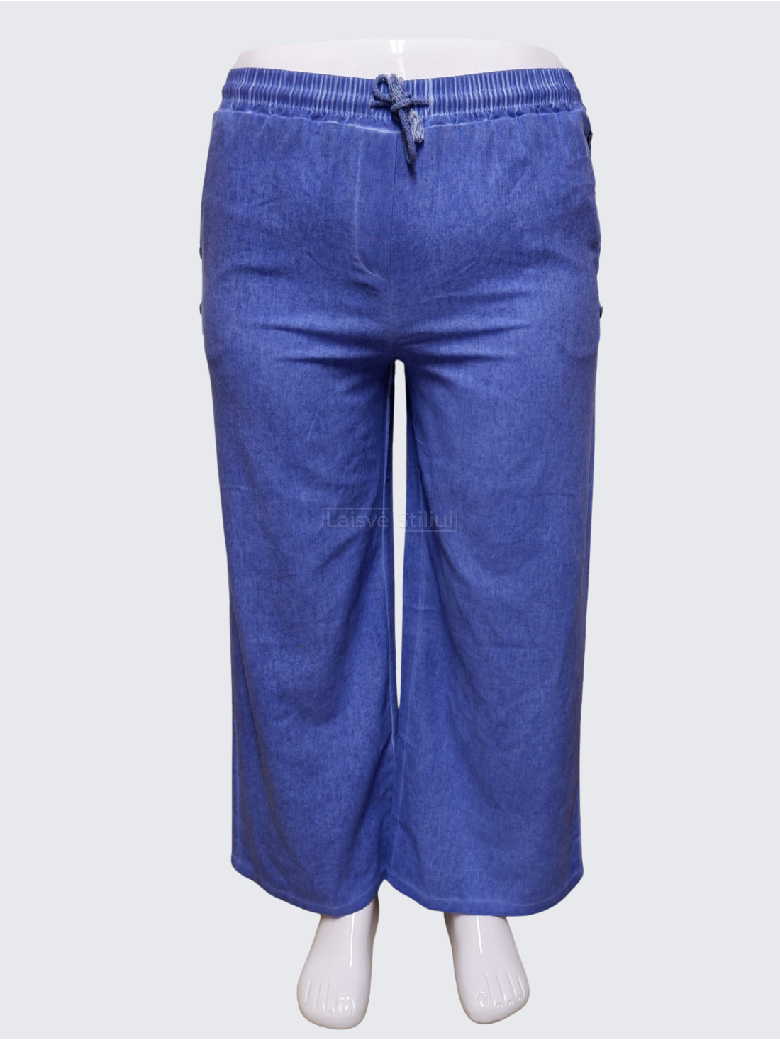 Džinso spalvos drobinės plačios kelnės Džinso spalvos drobinės plačios kelnės