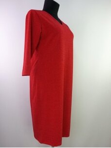 Raudona klasikinė blizgi suknelė