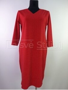 Raudona klasikinė blizgi suknelė