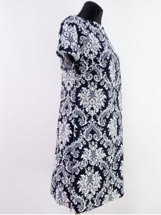 Tamsiai mėlyna baltais raštais suknelė tunika