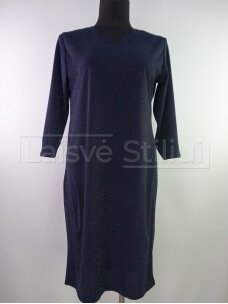 Tamsiai mėlyna klasikinė blizgi suknelė
